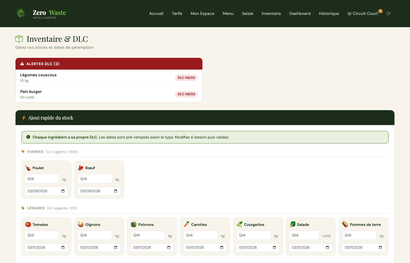 ZeroWaste Inventaire